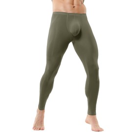 YOOBNG Mens Compression Long Pants Skinny Sports Trousers Workout Fitness Activewear Leggings Green