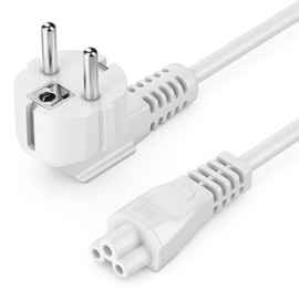 deleyCON 10 m Power Cable Power Cable Protective Contact Plug Type F (CEE 7/4) 90° Angled to IEC C5 Socket 2.5 Amp Clover Leaf Coupling TV Monitor Screen Laptop Notebook Power Supply - White