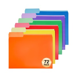Premium Colored File Folders Letter Size, Made by Thick Coated Cardstock, with a Shiny Exterior and Matte interio, 72 Pack 6 Colors 8.5 x 11 Inch, 1/3 Cut Tab