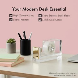 Modern Acrylic Tape Dispenser with Gold Accents