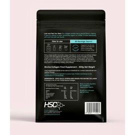 The Halal Supplement Co. - Halal Bovine Collagen Peptides Powder 300g for Hair, Skin, Nails, Joints & Muscles - 100% Grass Fed Hydrolysed Bovine Collagen (Type I & III) for Women and Men