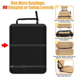 Kick Mats Protector de asiento trasero, paquete de 2 protectores de respaldo de asiento Oxford impermeable, protector de respaldo de asiento de coche para niños, asiento de coche con bolsillo de mesa,