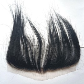 Choshim Men Forehead Hairline Toupee 100% Human Hair V-Shape Natural Hairline Replacement System Men’s Front Hairpieces Natural Black Color(0.59×7.09 Inch, Lace Base)