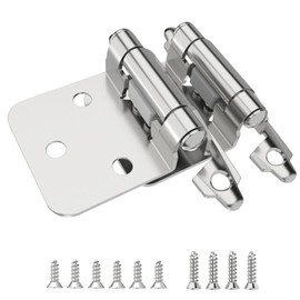 Chibery 10 Pack 1/2" Overlay Cabinet Hinges, Semi-Concealed Hinge, Cabinet Mount, Self Closing, for Kitchen Bathroom Cupboard Furniture Door Replacement Hardware, 1.5MM Thickness, Satin Nickel