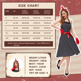 JONRRYIN Women's 50s Costume 9 Pieces Rockabilly Accessories Women with Cat Eye Glasses Earrings Headband Necklace Gloves Rockabilly Costume Women for Theme Party Retro Party