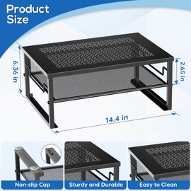 2 Tier Metal Computer Stand Monitor Riser and Computer Desk Organizer, Desktop Organizer for Office Supplies (Black)
