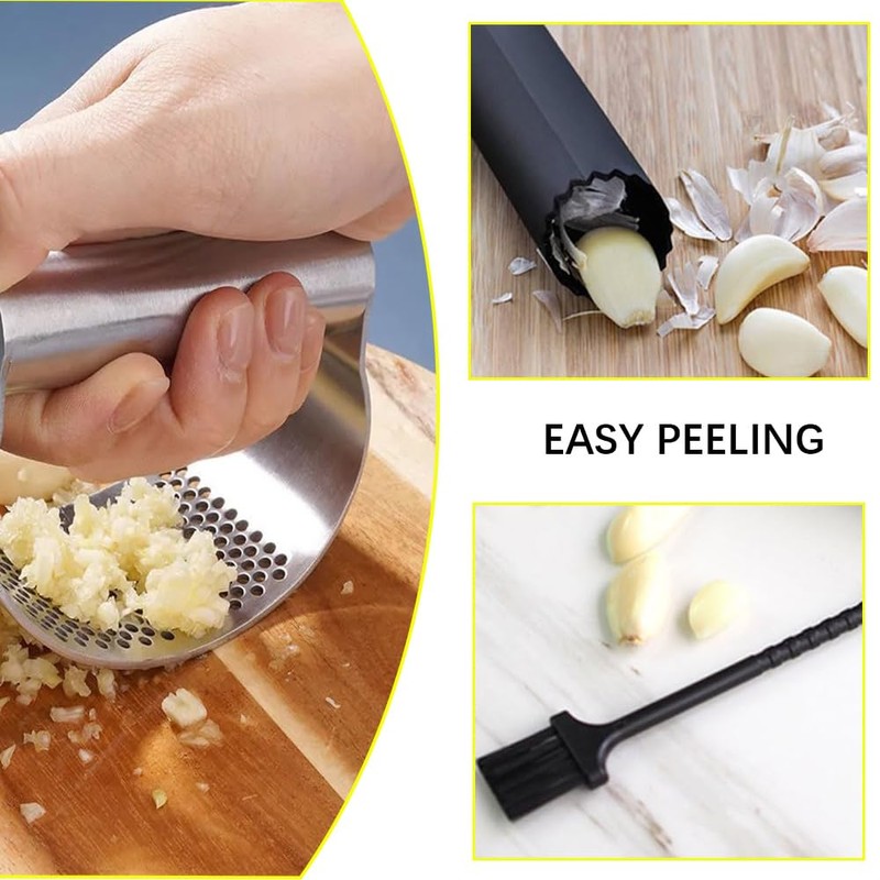 Stainless Steel Garlic Presser,2024 New Garlic Mincer Press Garlic Crusher