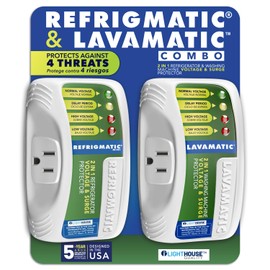 Combo de dos protectores de sobretensiones electrónicos Refrigmatic para refrigeradores y Lavamatic para lavadoras