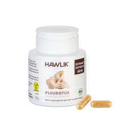 HAWLIK Vital Mushrooms Pleurotus Extract Capsules | 60 Capsules | With Vitamin C | Natural Cultivation | Vegan | Sugar Cane Tin