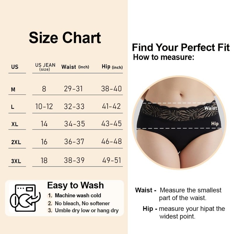 Battewa Full Cover Leak Proof Underwear for Women Overnight Incontinence