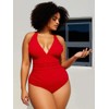 OKONOS Women's Tummy Control One Piece Swimsuit - Ruched V-Neck