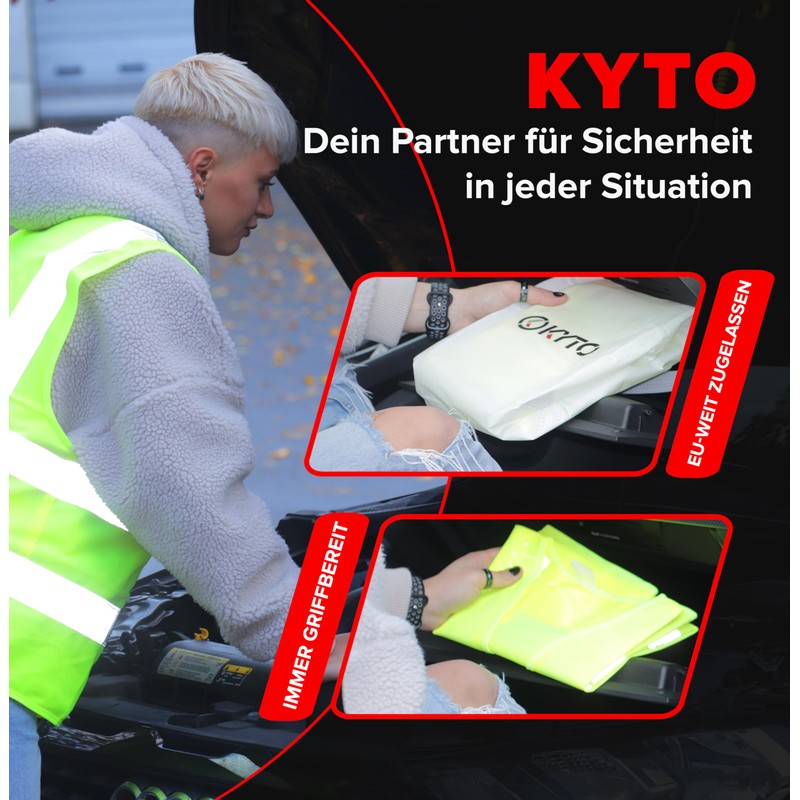 Kyto Warnwesten Auto | EU-Weit nutzbar | reflektierend | 4
