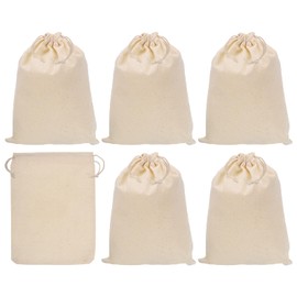 PATIKIL 9"x7" Coin Money Sacks Bag, 6 Pack Bank Deposit Change Transit Bags Cash Bag with Drawstring Currency Bags Gift Bag Style 2, Beige