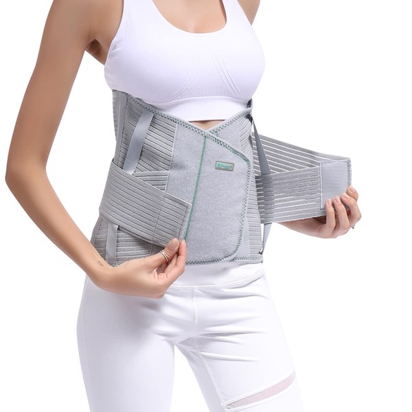 TANDCF - Soporte de espalda completo, cinturón de apoyo lumbar para mujeres y hombres, cinturón de entrenamiento de cintura ajustable para aliviar el dolor de espalda completo, mantiene tu columna vertebral recta y segura (L)