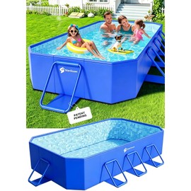 StarOcean 2026 Foldable Pool, Large Non-Inflatable Swimming Pool for Kids,Adult Collapsible Pools Hard Plastic Shell, Oversized Thickened,Portable Folding Kids Pools for Backyard 90"x50"x20"-Blue