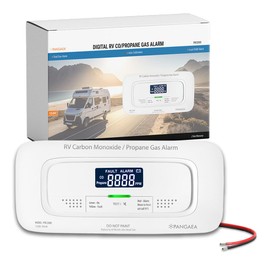 PANGAEA RV Carbon Monoxide & Propane Dual Gas Detector PRC2000 - Hard-Wired DC 12V, Large LCD Display, 85dB Loud Alarm, Easy Reset/Test Button - Ultimate Safety for You (Flush Mount - White)
