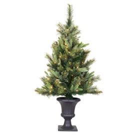 Vickerman 3.5' Cashmere Pine Artificial Christmas Tree, Multi-Colored Dura-Lit® LED Lights - Faux Potted Christmas Tree - Seasonal Indoor Home Decor