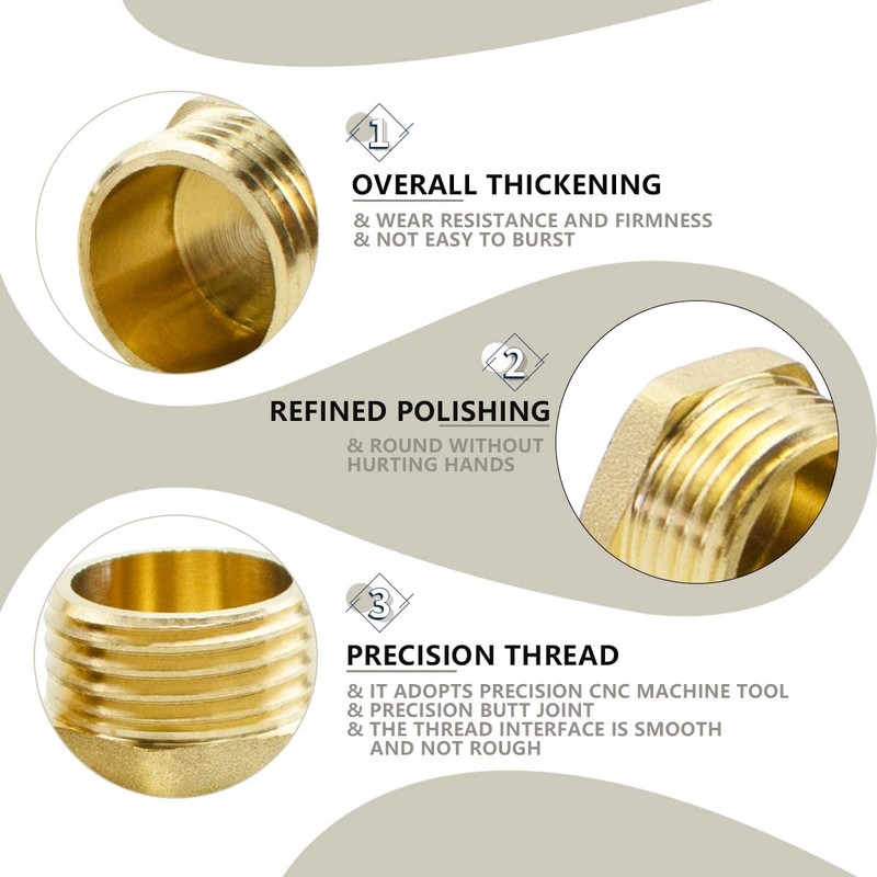 Bwintech 2 Pcs 1/8" Male BSP Thread Brass Male Cap