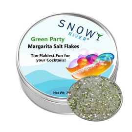 Snowy River Margarita Salt Flakes - Green Party (1x3oz Gift Tin); Naturally Colored Premium Cocktail Rimming Salt; Margarita Rimming; Culinary & Dessert Decorating