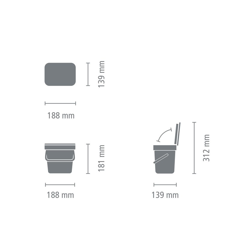 Brabantia Sort & Go Organic Bucket, Plastic, Fir Green, 3