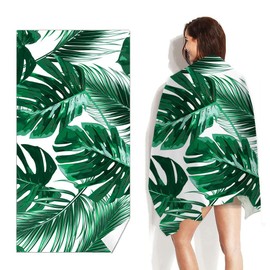 SXCCNW Microfibre Beach Towel, Microfibre Bath Towel, Large, Lightweight and Thin Portable Sauna Towel, Bath Towel for Fitness, Travel, Sports, Hiking, Outdoor, Sauna, Yoga, 100 x 180 cm, Rainforest