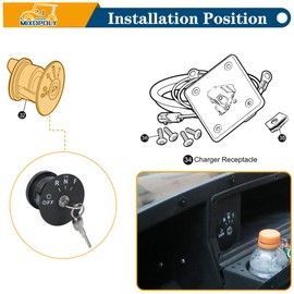 MIXOPOLY Golf Cart Ignition Key Switch Kit for EZGO RXV 2008-up Electric Golf Cart with 4 Gear Position, 4 Terminal and 2 Spare Keys,OEM 605637,611283,609682