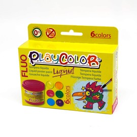 Playcolor 20111 Set of 6 Liquid Gouache Paint 40 ml Assorted Colours Neon