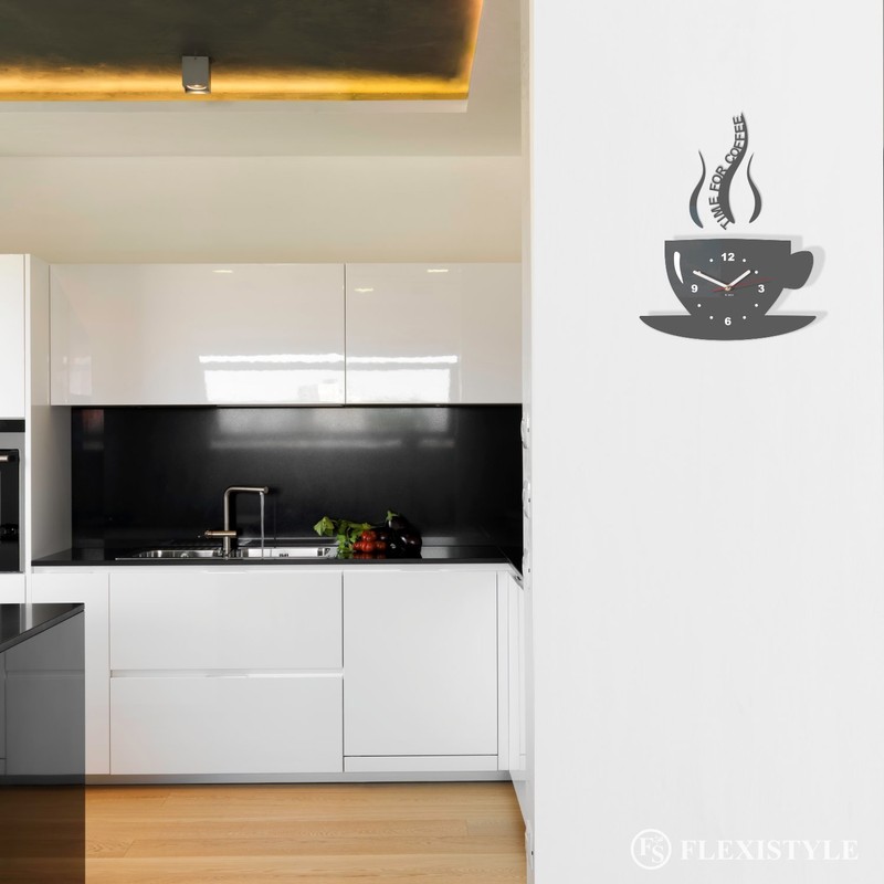 Modern Kitchen Wall Clock, Cup
