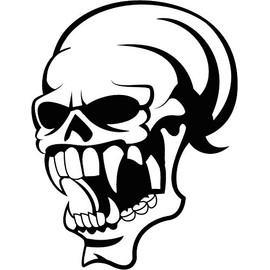 Skull Toothy Car Bumper Sticker Decal 4" x 5"