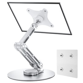 VESA Stand 75 Folding - Fits 15.6" 18.5" Up and Down Height Adjustable Mobile Monitor Stand VESA 75mm Small (Silver)