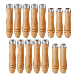 Lyntamy Wood File 15pcs Wooden File Special Handle Burr Free Steel File Round Hole Small Wooden Handle (4mm+5mm+6mm) Easy to Use