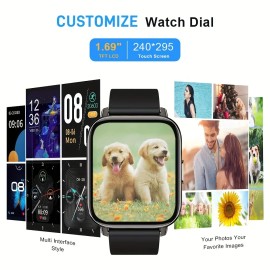 1.69" Touch Screen Smartwatch, a Fitness Tracker Featuring a Sleep Monitor and Step Counter,Supports 10 Sports Modes for RunningColor: Blue