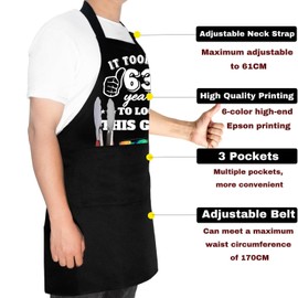 JOUWUI 40th 50th 60th 65th 70th 75th Birthday Gift for Men, Cooking Grilling BBQ Chef Aprons With 3 Pockets, Kitchen Gift
