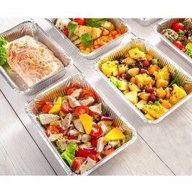 Aluminium Foil Food Containers with Lids Silver Tin Foil Catering Containers Takeaway Tubs Cooking Baking Meal Prep Takeout Food Storage Foil Pans (250 ML Foil Container, 200)