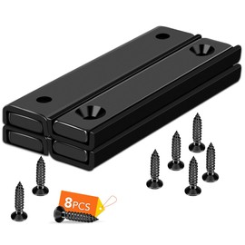 DIYMAG Strong Neodymium Rectangular Magnets 4Pack, 2.36" x 0.53" x 0.20" 80LBS Pulling Force Countersunk Hole Magnet with Mounting Screws Rare Earth Cabinet Magnetic Bar for Wall Mounting,Black