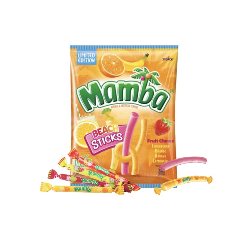 Mamba Beach Sticks Chewy Candy, Fruit Chews Variety Pack, Strawberry