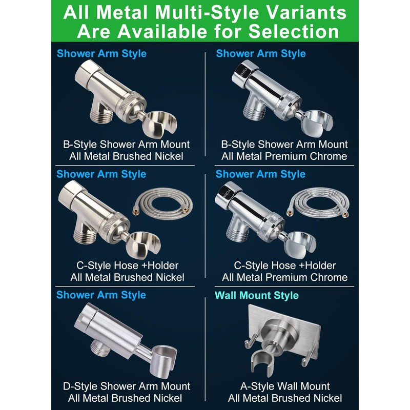 All Metal Shower Head Holder,Adjustable Handheld Shower Arm Bracket, Hand