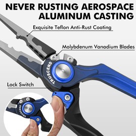 TRUSCEND Fishing Pliers, Hook Release Pliers, Hook Remover Fishing Accessories, Multifunctional Fishing Pliers, Line Cutter, Fishing Scissors, Aluminium/Stainless Steel Fishing Pliers, Salt Water,