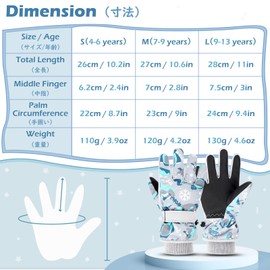 TRIWONDER Kids Mittens Winter Waterproof Ski Mittens Children's Fleece Snow Gloves Thicken Thermal Mitts Cartoon Skiing Gloves for Boys Girls (Blue, S)