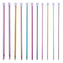 HappyHome Knitting Rod Crochet Set of 11 Lace Needles Handicraft Supplies, Aluminum, 10.6 inches (27 cm)