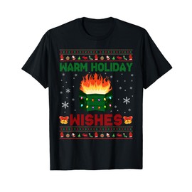 Warm Holiday Wishes Christmas Lights Sweater Dumpster Fire T-Shirt