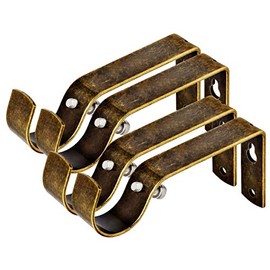 Fix Curtain Rod Bracket Set of 4 for 1 Or 1 1/8 Inch Rods - Antique Brass