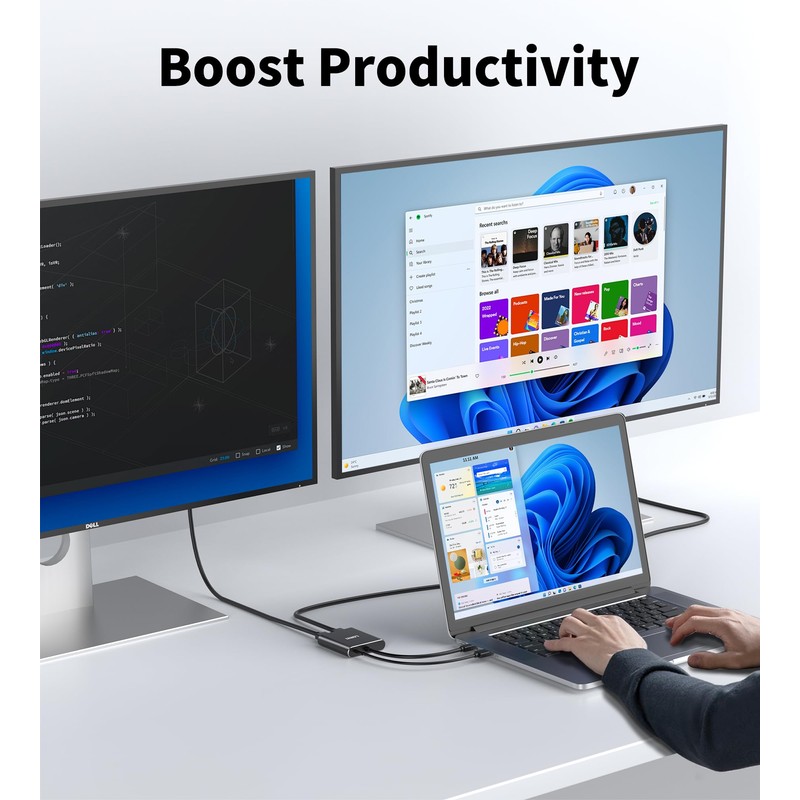 Mini DisplayPort to Dual HDMI Adapter 4K@60Hz, MDP 1.2 to