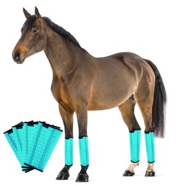 FOXLVDA Horse Fly Boots - Fly Boots for Horses Set of 4, Comfortable Horse Leggings, Mesh Material Design with Metal Support Bars, Equine Boots for Reduces Stomping & Leg Fatigue (Green, Large)