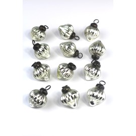 Mini Mercury Glass Ornaments - Sets of 12 Ornaments - Size 1.5 inches (Silver Onion Shape)