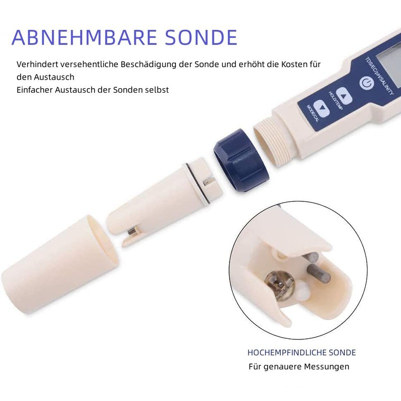 OPSLEA 5 in 1 TDS/EC/PH/Salt Content/Temperature Meter Digital Water Quality