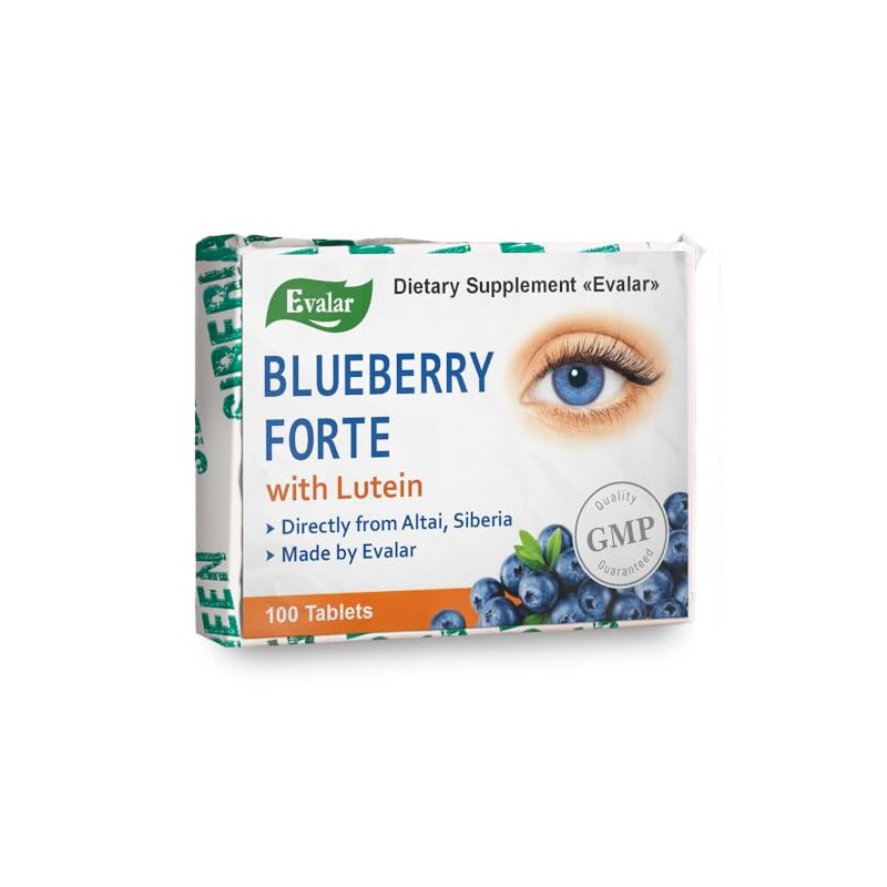 Blueberry Forte by Evalar Vitamins Lutein Zinc Minerals 100 Tabs