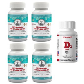 NANOWELL Sean Lee's iBone Cal Mag 120 Vegetable Capsules X 4 Bottles + 1 Bottle of Vitamin D3 - Bone Health, Calcium and Immune Support Supplement