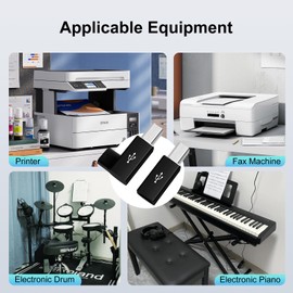 leizhan Printer Adapter Type C, Straight and 90 Degree Curves (2 Pack), USB-C to USB-B Conversion Plug, Supports Data Sync, Compatible with MIDI, Printer, Electric Piano - Black