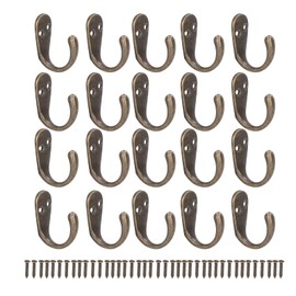 20 Pcs Wall Mounted Coat Hooks Vintage Bronze Wall Hooks with Screws for Key Coat Robe Bag
